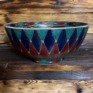 Vintage RARE Find Oriental Accent Mid Century Hand Painted Deco Bowl